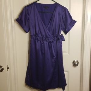 Purple Satiny Wrap Dress